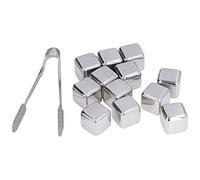 TYCIONG 12 Pièces Pierres à Whisky, Glaçons en Acier Inoxydable de qualité Alimentaire pour Le Refroidissement du Whisky, du Vin et du café, avec Boîte de Rangement en Silicone, pour