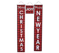 TYCIONG Bannières de Couplet de Noël, Grands Accessoires à Suspendre au Pochoir pour Décoration de Porte D'entrée Intérieure et Extérieure, Matériau en Tissu Durable, Décorations de Fête de Vacances