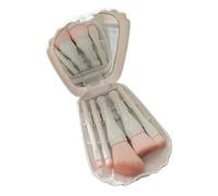 TYCIONG Ensemble de Pinceaux de Maquillage de Voyage Portables, Mini Coque, Poils Denses Accrocheurs pour les Besoins de Maquillage Quotidiens avec Miroir pour Voyager (Blanc)
