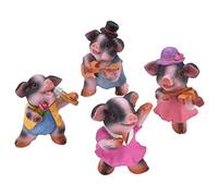 TYCIONG Ensemble D'ornements de Cochon Texturés Mignons pour la Décoration de la Maison, 4 Pièces, Statue de Cochon de Dessin animé Vif pour Le Salon, Résine Synthétique de Haute qualité, Décoration