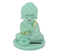 TYCIONG Figurine de Bouddha en forme de tête de Bouddha à énergie solaire lumineuse pour tableau de bord de voiture, décoration de bureau (fond rond)