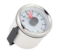TYCIONG Horloge de tableau de bord 12 V/24 V 2 pouces avec rétroéclairage rouge, jauge de cadran de haute précision pour la chasse en bateau de voiture, anneau en acier inoxydable (cadran argenté avec