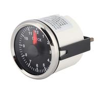 TYCIONG Horloge de tableau de bord 12 V / 24 V 2 pouces avec rétroéclairage rouge, jauge de cadran de haute précision pour la chasse en bateau de voiture, anneau en acier inoxydable (cadran argenté