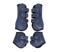 TYCIONG Lot de 4 Bottes Tendons de Cheval Respirantes et Réglables, Bottes de Protection Bleues Ouvertes sur Le Devant pour Le Saut à Cheval (M 380x133mm)