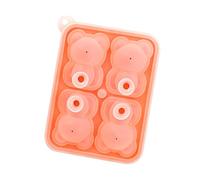 TYCIONG Moule à Glace en Silicone Petit Ours, 4 Grilles Fiables, Bloc de Glace pour Gâteau à la Crème Glacée, Bougie pour Diverses Boissons Glacées (Rose)