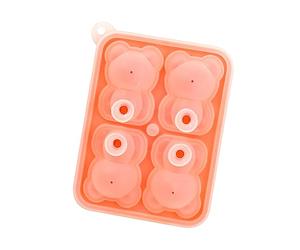 TYCIONG Moule à Glace en Silicone Petit Ours, 4 Grilles Fiables, Bloc de Glace pour Gâteau à la Crème Glacée, Bougie pour Diverses Boissons Glacées (Rose)