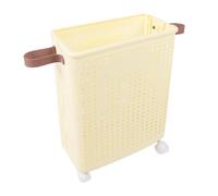 TYCIONG Panier à Linge Pliable et élégant, élégant, pour Petite Maison, Salle de Bain, Chambre à Coucher, Couloir, Blanc Crème (Avec roues)