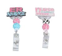 TYCIONG Porte-bobine D'insigne D'infirmière Unique Peint à la Main Rétractable pour étiquette de Nom de Soins Infirmiers 2 Pièces