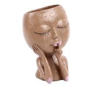 TYCIONG Pot de fleurs en résine style fantaisiste pour intérieur et extérieur, durable et ne se décolore pas, pour décoration de salon, bureau, marron, 17,2 cm