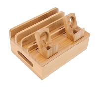 TYCIONG Station de Chargement en Bois de Bambou pour Appareils Multiples, Support Magnétique pour Téléphones, Tablettes, Montres, Appareils électroniques, Fond Antidérapant, Gain de Place 4,4 X 5,1