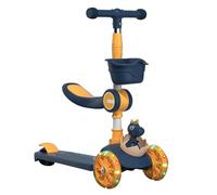 TYCIONG Trottinette Pliable 3 en 1 pour Enfants, Hauteur Réglable, 3 Roues, avec Siège, Roue Flash, pour Garçons et Filles (Bleu)