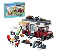 TYCOLE Jeu de Construction Véhicule de Camping Car 880 Pièces Maquette Voiture d'Aventures City avec Lumières et Accessoires Créative Cadeau Jouet pour Enfants Garçons Filles Dès 6 Ans