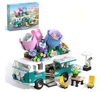 TYCOLE Kit de Construction Camping Car Botanical, 862 Pièces avec Fleurs, Jouet d'Aventure en Ville, Cadeau Créative Vacances Noël Anniversaire pour Enfants, Filles et Garçons 6ns