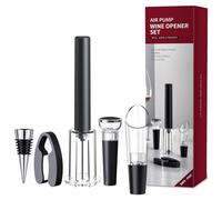 Tycoonest Set de Tire Bouchon Pompe à Air, Inclut Ouvre Bouteille à Pression d'air, Coupe-Capsule, 2 Différents Bouchon Bouteille & Verseur, Professionnel Vin Accessoire pour Maison Fête Mariage