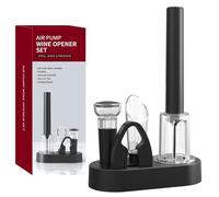 Tycoonest Set de Tire Bouchon Pompe à Air, Inclut Ouvre Bouteille Pression Pneumatique, Coupe-Capsule, Bouchon Bouteille, Verseur & Base, Portable pour Maison Fête, Cadeau pour les Amateurs de Vin