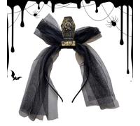 TyCylKu Bandeau d'Halloween | Bijou de tête vintage en pierre tombale avec voile - Accessoire de costume d'Halloween effrayant pour bal masqué, spectacle de scène, fête, cosplay