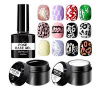 TyCylKu Ensemble De Vernis À Ongles En Gel | 3 Pièces À Longue Durée,Gel Vernis À Ongles Blanc Et Noir Poking,Pour Dentelle, Lettres, Vague, Fleur, Filles, Adultes, Débutants, Salon Maison