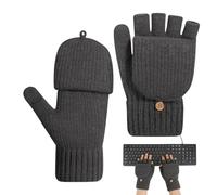 TyCylKu Gants Femme par Temps Froid | Mitaines Chaudes pour Envoyer des Textos | Moufles Convertibles d'hiver Tricotées Tactiles sans Doigts | pour Cyclisme Vélo Course à Pied Marche avec Chien