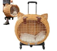 TyCylKu Poussette Pour Chiens | Transporteur en Rotin Tressé pour Petits Chiens | Respirant avec Poignée Télescopique pour Transporter Chatons Lapin | Utilisation Quotidienne Promenades Voyages et