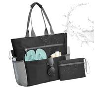 TyCylKu Sac de Plage Femme, Anti-Sable avec Porte-Monnaie, Tote Pliable à Fermeture Éclair Sac à Main Extérieur pour Voyages Camping Piscine Randonnée Salle de Sport Vacances Travail Quotidien