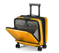 TydeCkare Bagage Cabine 16" vec 2 Compartiments pour Ordinateur Portable, Valise ABS + PC avec TSA à Double Contrôle, YKK, 4 roulettes, Affaires, Orange