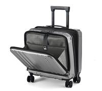 TydeCkare Bagage Cabine 16" vec 2 Compartiments pour Ordinateur Portable, Valise ABS + PC avec TSA à Double Contrôle, YKK, 4 roulettes, Affaires, Gris Argent