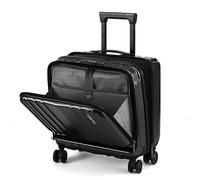 TydeCkare Bagage Cabine 16" vec 2 Compartiments pour Ordinateur Portable, Valise ABS + PC avec TSA à Double Contrôle, YKK, 4 roulettes, Affaires, Noir