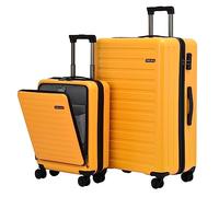 TydeCkare Ensemble de Bagages 20/28", Bagage à Main 20" avec Poche Avant pour Ordinateur Portable 55x39x20cm, Valise Rigide 28" 101L, ABS+PC, Serrure TSA, Orange