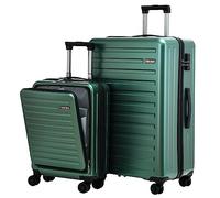 TydeCkare Ensemble de Bagages 20/28", Bagage à Main 20" avec Poche Avant pour Ordinateur Portable 55x39x20cm, Valise Rigide 28" 101L, ABS+PC, Serrure TSA, Vert