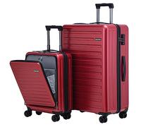 TydeCkare Ensemble de Bagages 20/28", Bagage à Main 20" avec Poche Avant pour Ordinateur Portable 55x39x20cm, Valise Rigide 28" 101L, ABS+PC, Serrure TSA, Bordeaux
