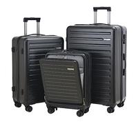 TydeCkare Set de Bagages 20/24/28", Bagage à Main 20" avec Poche Avant pour Ordinateur Portable 34L (55x39x20cm), 24" 65L, Valise Rigide 28" 101L, Serrure TSA, Noir