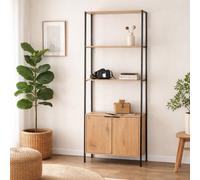 Tydie etagère 4 rangements et placard 176 cm bois et noir