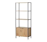 TYDIE - étagère 4 rangements et placard 176 cm chêne et noir