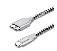 Tye-1 Câble Usb C Vers Micro B En Nylon Tressé De 0,3 M - Connecteur Métallique De Type C Vers Micro 3.0 - Charge Rapide 5 Gbit/S - Sync - Compatible Avec Toshiba Canvio, Galaxy S5, Note 3 Et Plus