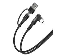 TYE-100W Câble USB C angle droit 1,2M Charge Rapide 5A Câble type C vers type C/USB A, Cable USB C degrée 90, Cordon Chargeur Nylon Tressé pour iPhone 15,MacBook Pro/Air,Galaxy S24 (Noir)