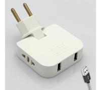 TYE-3-Stars Prise plate avec USB 4000 W, puissance accrue, 4 prises : 2 ports de charge USB et 2 prises. Design fin : prise voleur plate murale extra-plate, tête pivotante à 180°