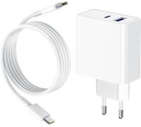 TYE-65W Chargeur USB C avec GaN Tech pour MacBook Pro/Air, Samsung Galaxy, Huawei, Xiaomi, i-Pad Pro/Air, iPhone, Lenovo HP ASUS ACER DELL Ordinateur Portable, Chargeur Rapide 2 Ports avec Câble USB