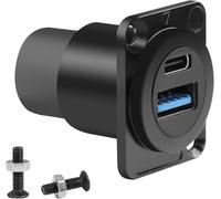 TYE-Adaptateur de montage sur panneau USB 3.0 et USB C 3.1 - Connecteur de charge de données USB A et USB C femelle vers femelle pour panneau de type XLR/D