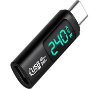 TYE-Adaptateur USB C vers USB C avec Affichage numérique Intelligent, 240W pour Charge Rapide, Compatible avec Mac-Book/i-Phone 15/i-Pad/Galaxy/Xperia/Pixel