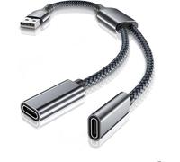 TYE-Adaptateur USB Mâle vers Double USB C Femelle,Câble Convertisseur Chargeur Type A Séparateur pour MagSafe,iPhone 14 13 12 11 15 Pro Max SE iPad 8 9e Mini 6 Air 5e,Galaxy S23 S22 S21,iWatch 7