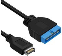 TYE-Câble d'extension USB 3.0 19/20 Broches Mâle vers USB 3.1 Type-E Mâle 0,3M pour Carte mère