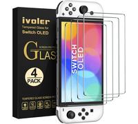 Tye-Lot De 4 Films De Protection D'écran En Verre Trempé Pour Nintendo Switch Oled 7" 2021, Sans Bulles D'air, Dureté Ultra Résistante 9h