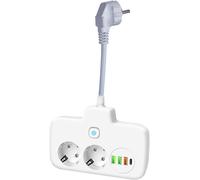 TYE-Multiprise Murale 2 Sortie AC et 3 Ports USB, 6 en 1 Prise Chargeur avec Type-C, Electrique Multiprise USB avec Parafoudre et Surtension Convient pour la Maison, Bureau, Compatible avec Phone, PC