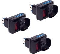 TYE-POLYPOOL - PP2386.13 Adaptateur multisize pour petites et grandes prises - Fiche italienne 10A 2P+T, 2 Prises Biv. 10-16A et 1 prise Schuko Multisize 10-16A 2P+T - Interrupteur automatique de séc
