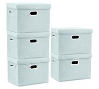 TYEERS Grande Boîte de Rangement avec Couvercle, Tissu, Pliable, Lavable, Rangement Tissu, 44x30x29 cm, Lot de 5, Aqua Spring