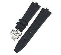 TYEMLM Bracelets de montre en caoutchouc fluoré de Type convexe, 24-7mm, pour Vacheron Constantin bracelets de remplacement de série à changement rapide pour appareil d'outre-mer(Black)