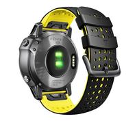 TYEMLM For Garmin Fenix 8X Fenix 7X Sport bracelet de montre en Silicone 26mm bracelet de remplacement pour Fenix 6X/6X Pro/5X Plus/Tactix 7 Pro/Enduro 2/Fenix 3/Descent Mk2(Black-yellow)
