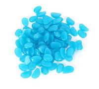 Tyenaza 100pcs Cailloux Pierre Lumineuse, Aquarium de pêche Aquarium décor Fluorescent Jardin Jardin en intérieur Aquarium Décoration Paysage pour Le Jardin de pelouse Jardin (Bleu)