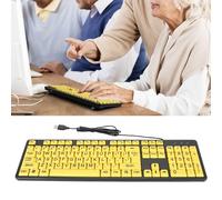 Tyenaza 104 Touches Grand Clavier d'ordinateur à imprimé, Clavier câblé USB pour Les étudiants Personnes âgées aux Personnes âgées visuellement
