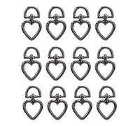 Tyenaza 12PCS Heart Shape Swivel Buckles, Zinc Alloy 360° Rotation Multifunctional Trigger Spring Keyring Buckle for Handbag (Silver Black)